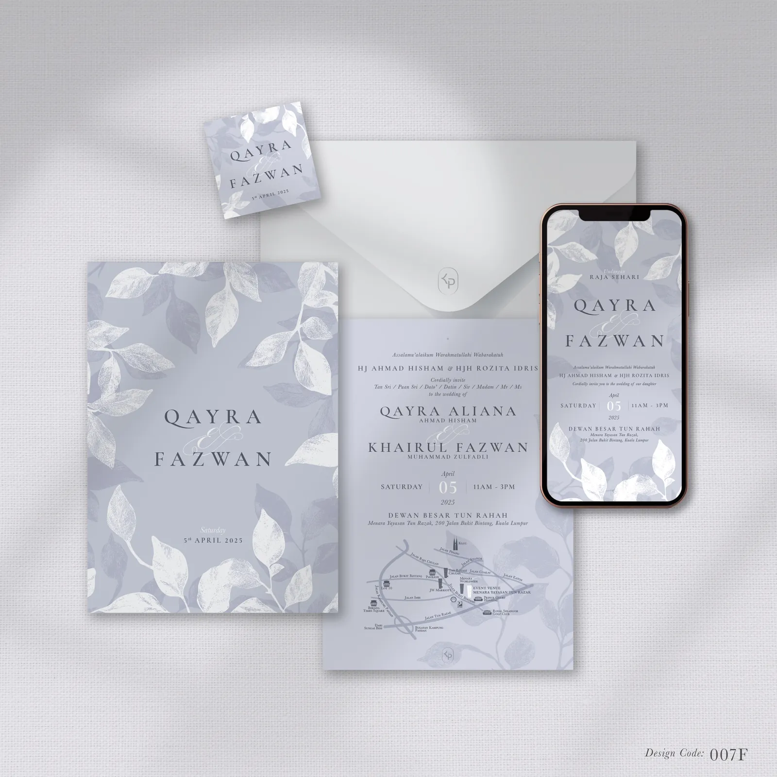 Botanical Blue — sample wedding invitation design